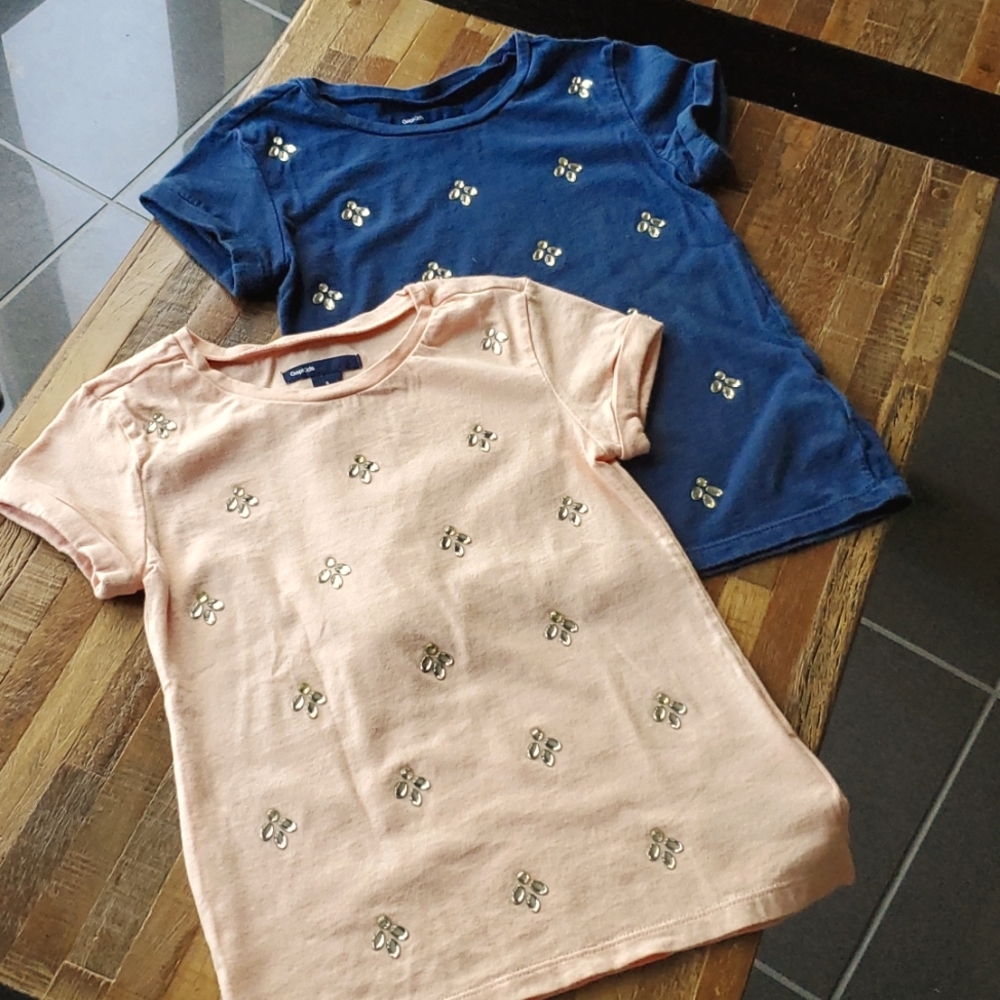 ** SOLD**Gap Kids Girls' Embellished Beads Sbort Sleeve Tops - Both Size S (6/7)